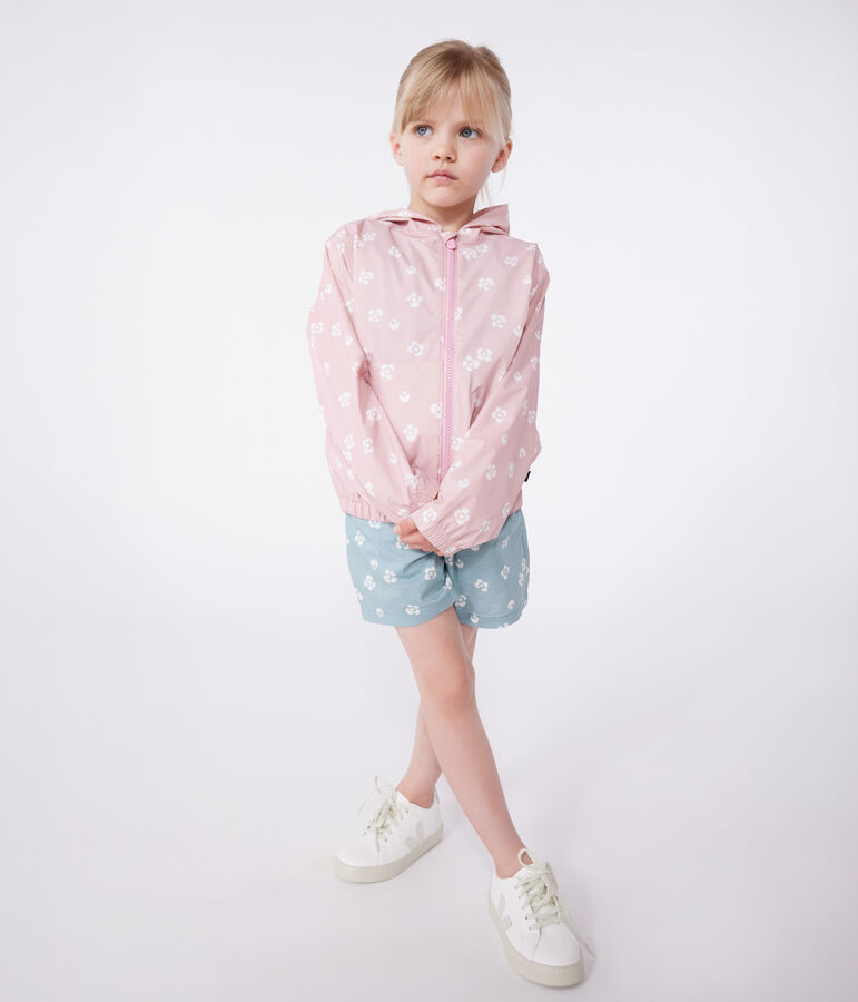 Children's floral windbreaker CHARME pink/MARSHMALLOW white