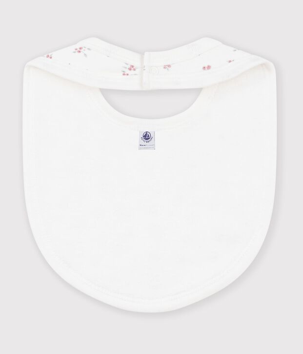 Babies' printed cotton bib white/pink