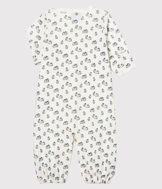 Babies' Ribbed Jumpsuit/Sleeping Bag MARSHMALLOW white/TOUDOU blue/MULTICO
