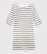 women's flared breton dress in three colour stripes