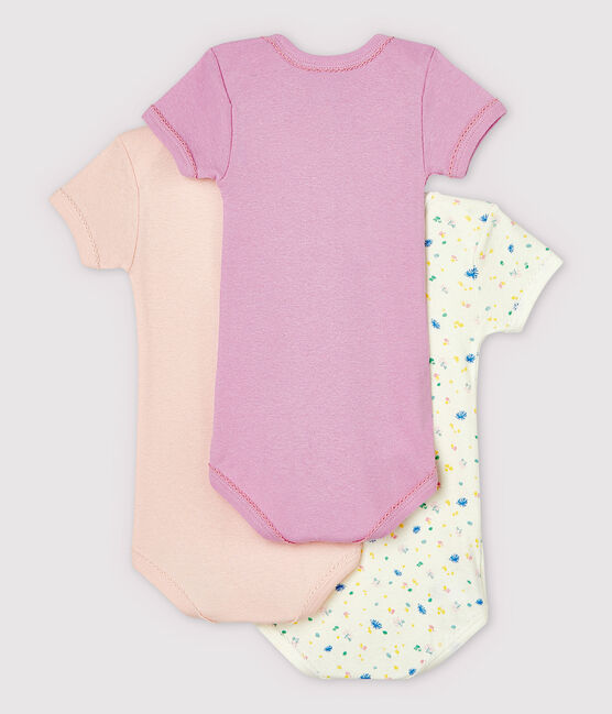Baby Girls' Springtime Short-Sleeved Cotton and Linen Bodysuit - 3-Pack variante 1