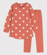 Girls' Heart Patterned Fleece/Cotton Nightdress with Leggings