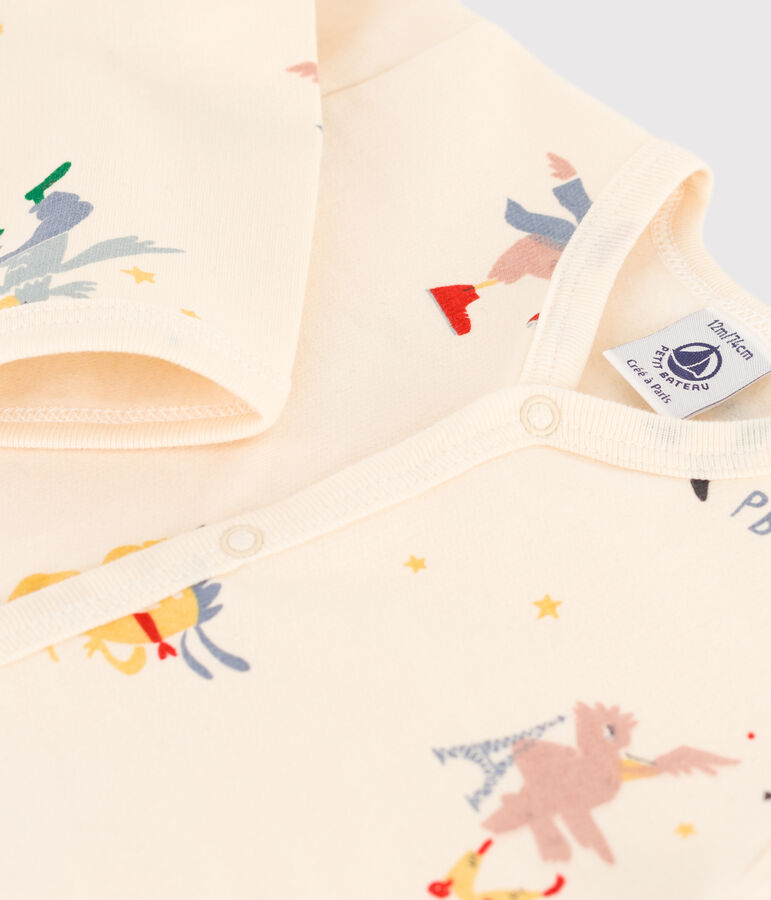 Babies' Paris Themed Fleece Sleepsuit Ecru/multicolor