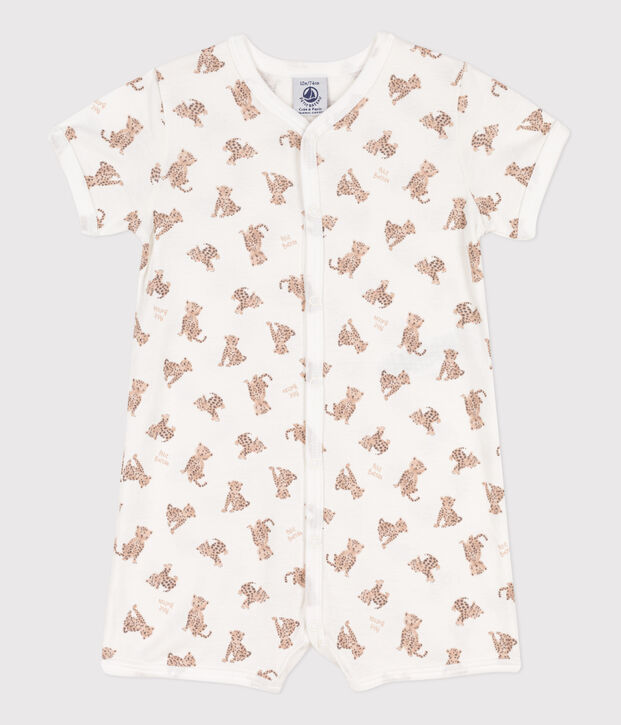 Babies' Printed Cotton Short Playsuit white/multicolor