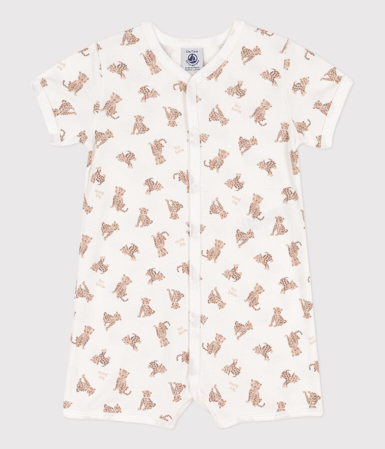 Babies' Printed Cotton Short Playsuit MARSHMALLOW white/MULTICO white