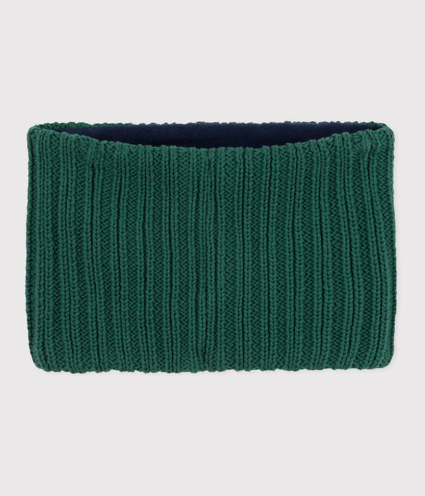 Children's fleece-lined knitted snood green