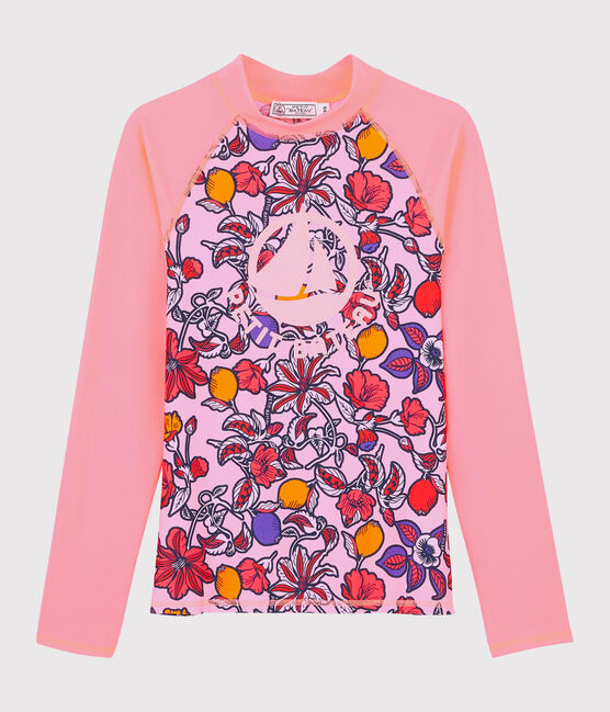 Women's Eco-Friendly UPF 50+ UV-Proof T-shirt PATIENCE pink/MULTICO white