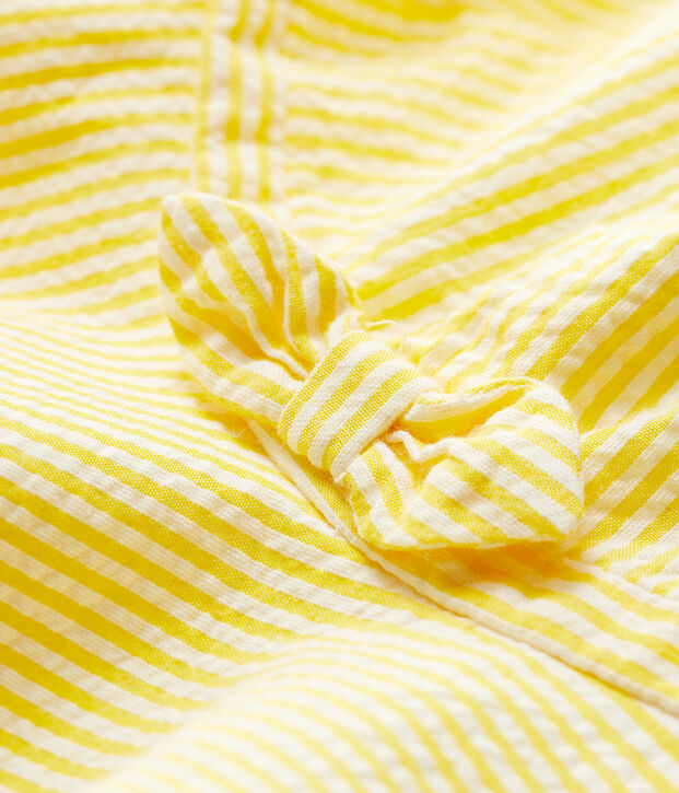 Baby Girls' Striped Seersucker Floppy Hat yellow/white