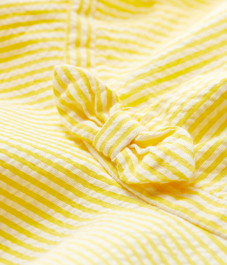 Baby Girls' Striped Seersucker Floppy Hat yellow/white