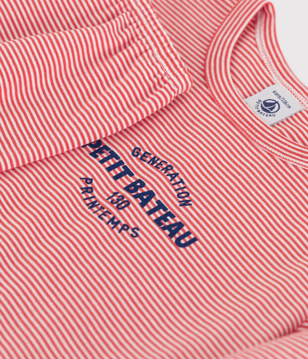 Children's Unisex Striped Cotton Pyjamas orange/white