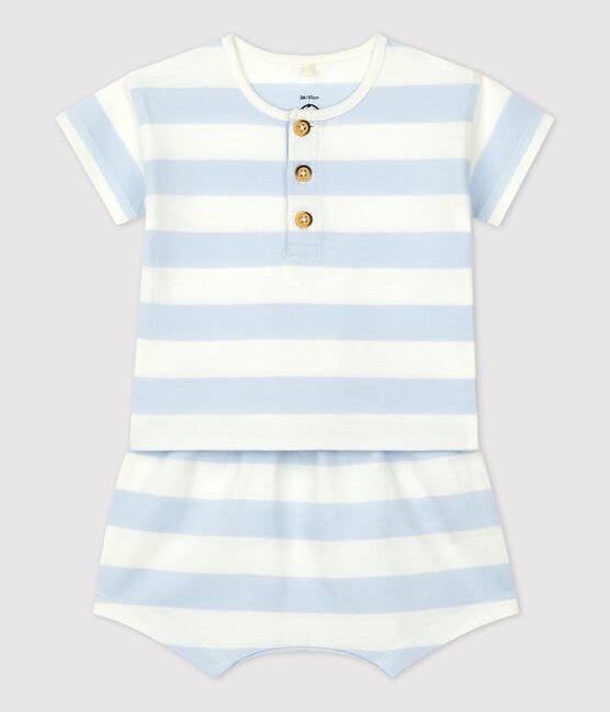 Babies' Jersey Striped Clothing - 2-Piece Set PLEINAIR /MARSHMALLOW