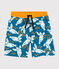 Boys' Recycled Swimming Trunks MYKONOS blue/MULTICO ecru