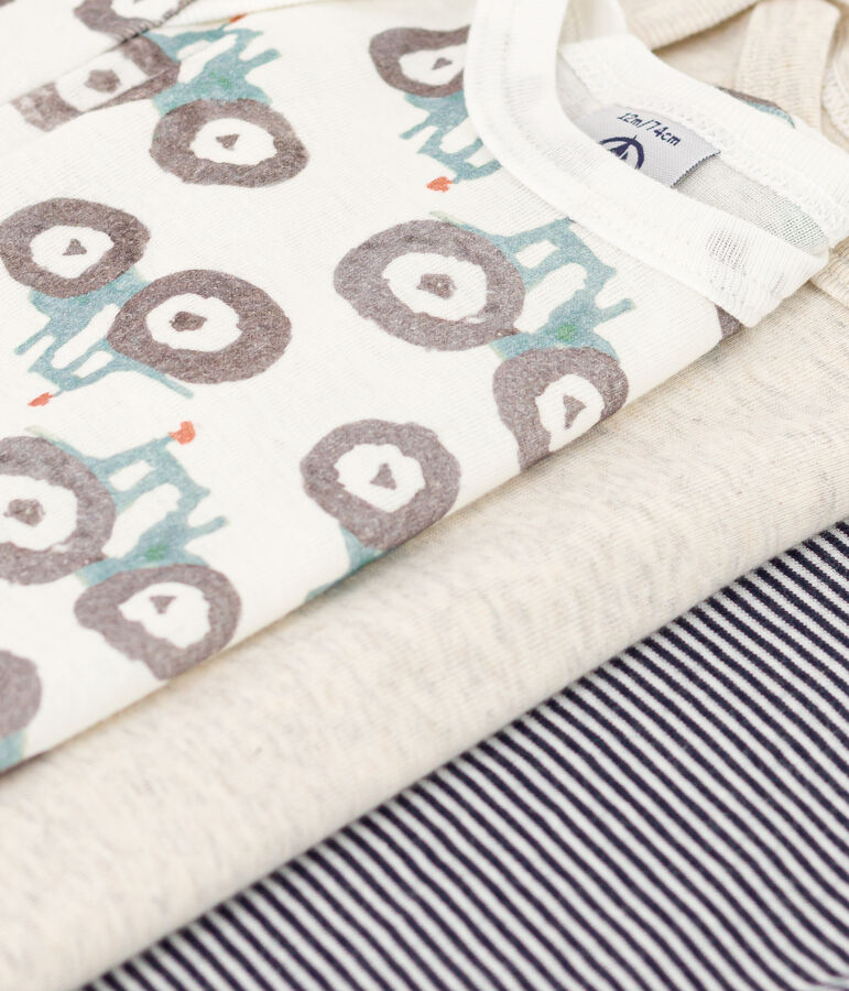 Babies' Tractor Patterned Long-Sleeved Cotton Bodysuits - 3-Pack multicolor