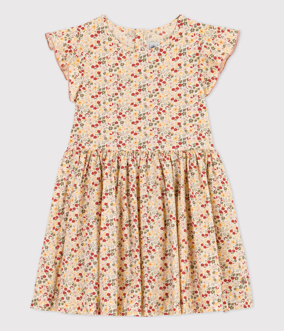 Girls' Poplin Dress AVALANCHE white/MULTICO