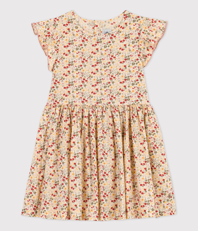Girls' Poplin Dress Ecru/multicolor