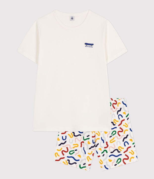 Junior Short Cotton Pyjamas white/multicolor