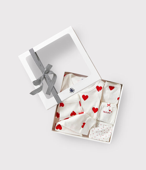 Red heart print cotton pyjama and briefs gift set variante 1
