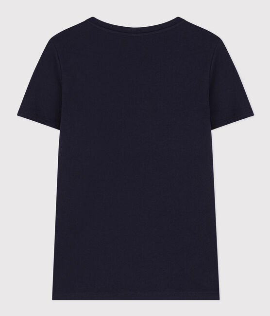 Women's Straight V-Neck Cotton T-Shirt SMOKING blue