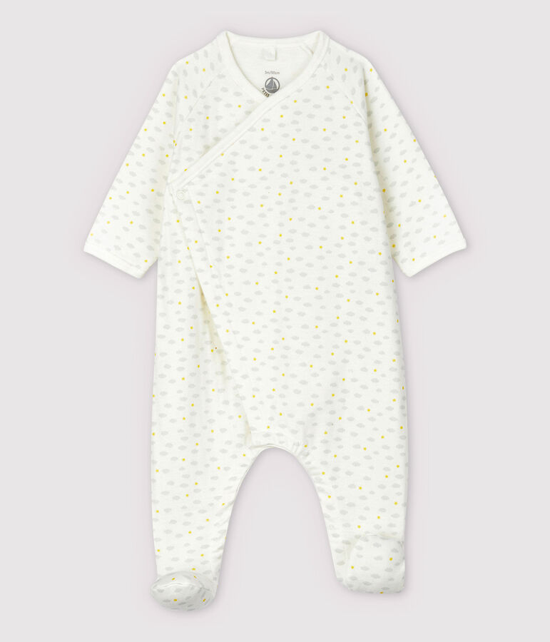 Organic Cotton Tube Knit Rabbit Sleepsuit white/multicolor