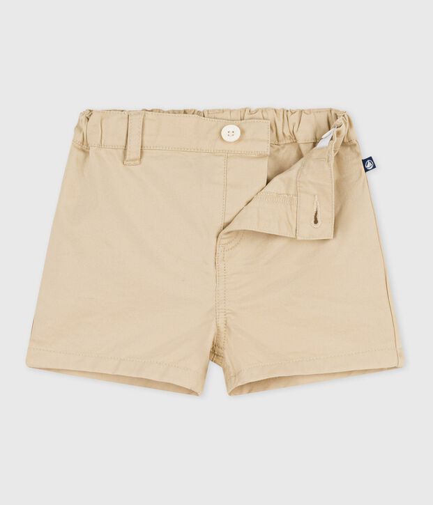 Babies' plain cotton shorts beige