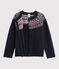 Girls' wool and cotton cardigan SMOKING blue/MULTICO white