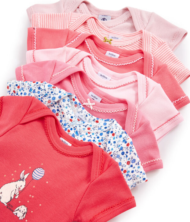 Surprise pack of 7 short-sleeved bodysuits for baby girls multicolor