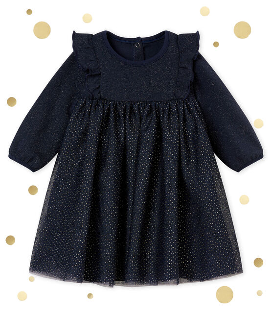Baby girl's sparkly dress SMOKING blue/DORE yellow
