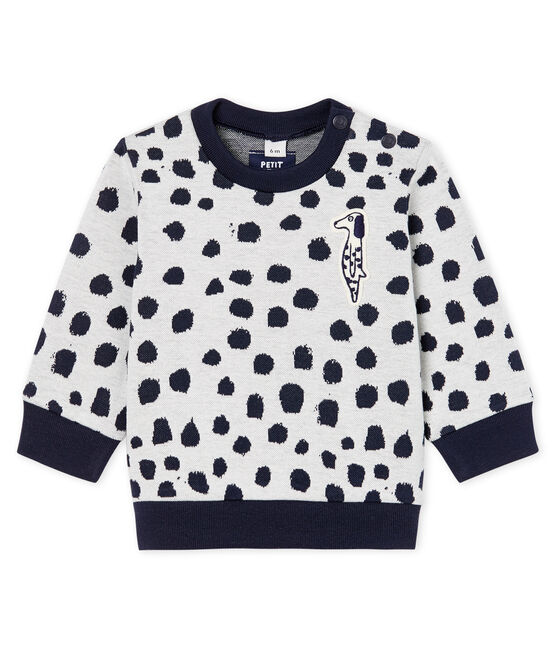 Unisex Babies' Sweatshirt by Jean Jullien MARSHMALLOW white/DOTTIES