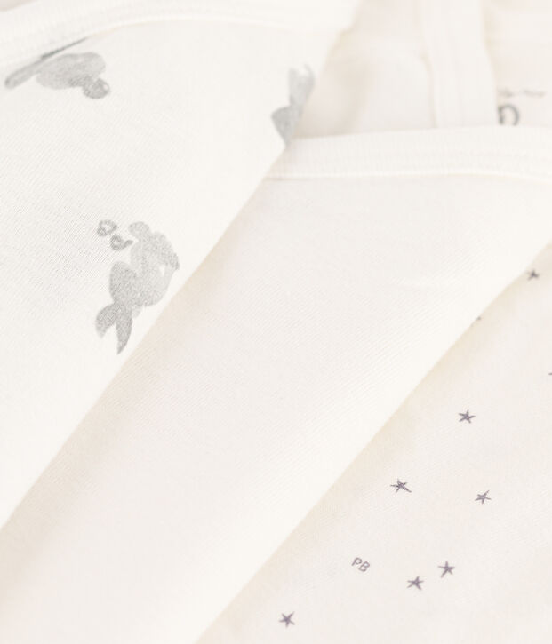 Long-sleeved wrapover rabbit themed cotton bodysuits - Pack of 3 multicolor