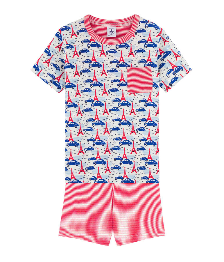 Boys' Ribbed Short Pyjamas white/multicolor