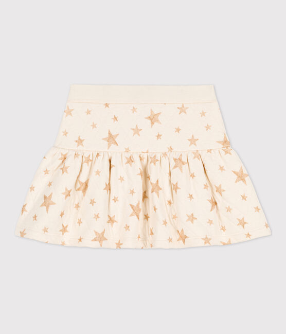Girls' Tube-Knit Patterned Skirt AVALANCHE Ecru