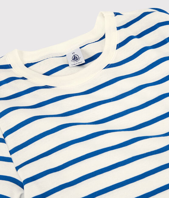 Women's Iconic Organic Cotton Round Neck T-Shirt MARSHMALLOW white/DELFT blue