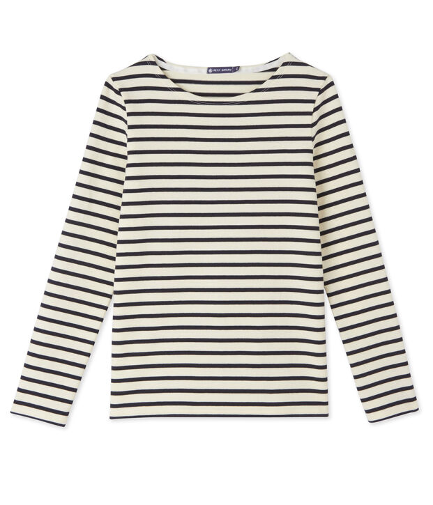 Women's sailor top in heavy jersey white/blue