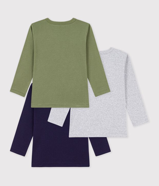 Pack of children's long-sleeved plain T-shirts multicolor