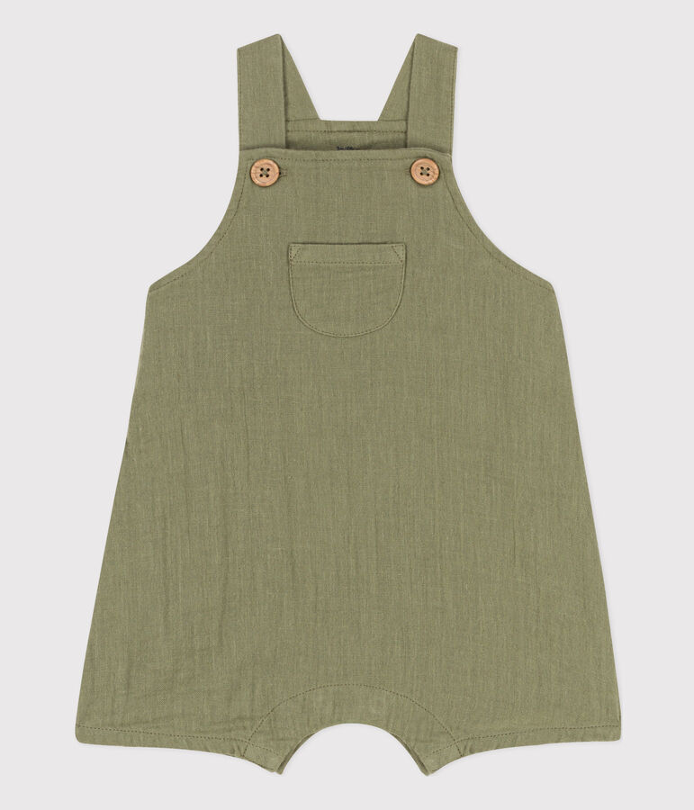 Babies' Cotton Gauze Dungaree Shorts green