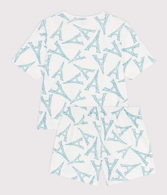 Women's short Eiffel Tower print cotton pyjamas MARSHMALLOW white/MULTICO white