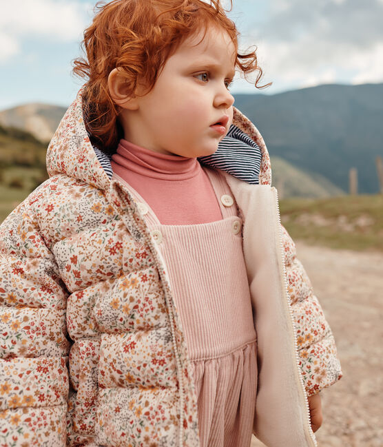 Babies' printed puffer jacket with a hood AVALANCHE white/MULTICO