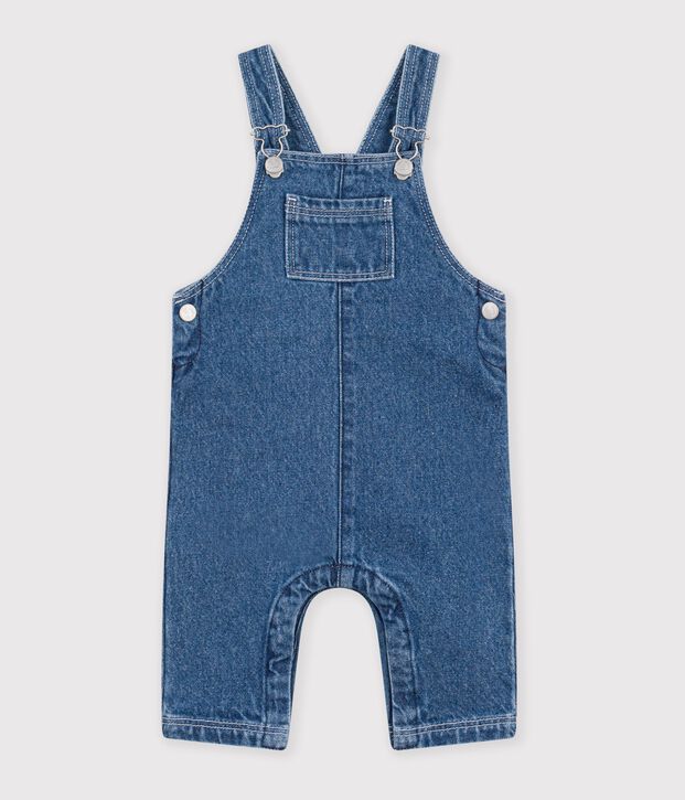Babies' long-leg denim dungarees blue