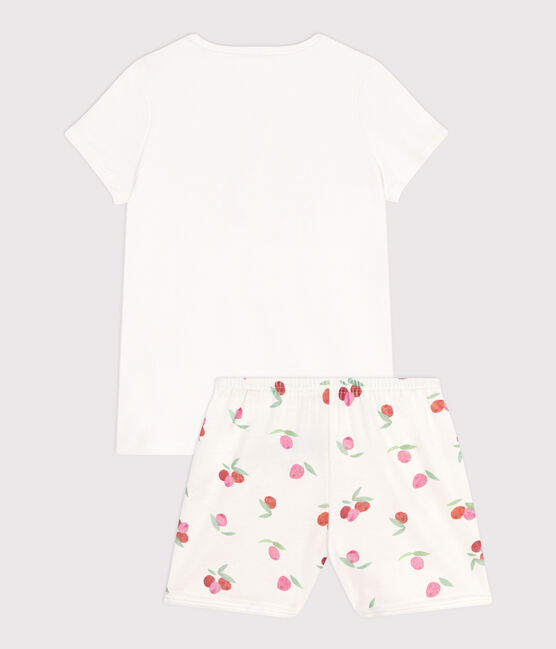 Children's short fruit print cotton pyjamas MARSHMALLOW white/MULTICO white