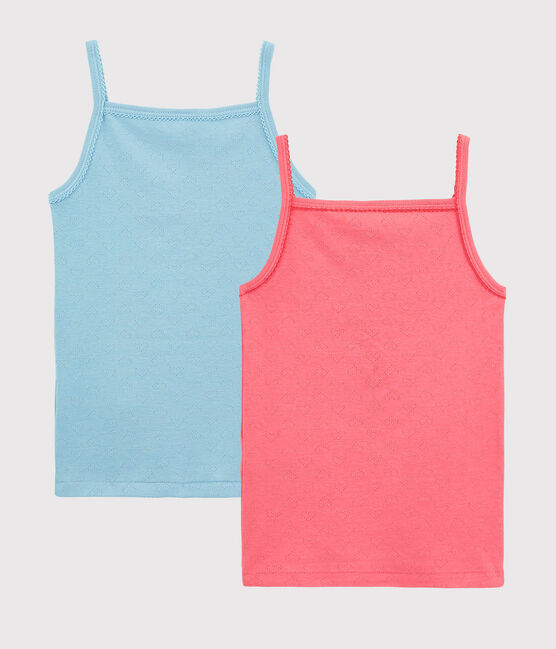 Girls' Colourful Openwork Organic Cotton Strappy Tops - 2-Pack variante 1