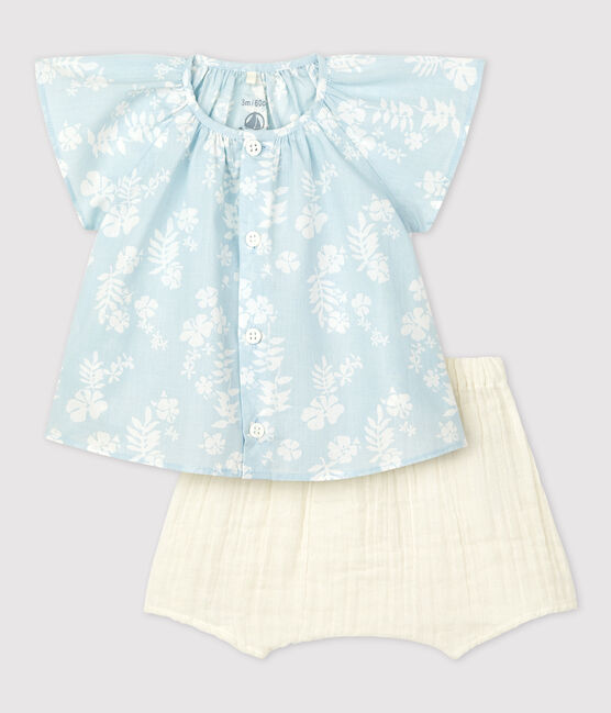Babies' Organic Poplin Hawaii Print Clothing - 2-Piece Set PLEINAIR /MARSHMALLOW