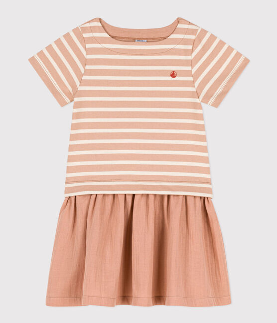 Girls' Short-Sleeved Dual-Material Dress VINTAGE /AVALANCHE