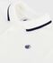 Babies' short-sleeved plain cotton polo shirt MARSHMALLOW white