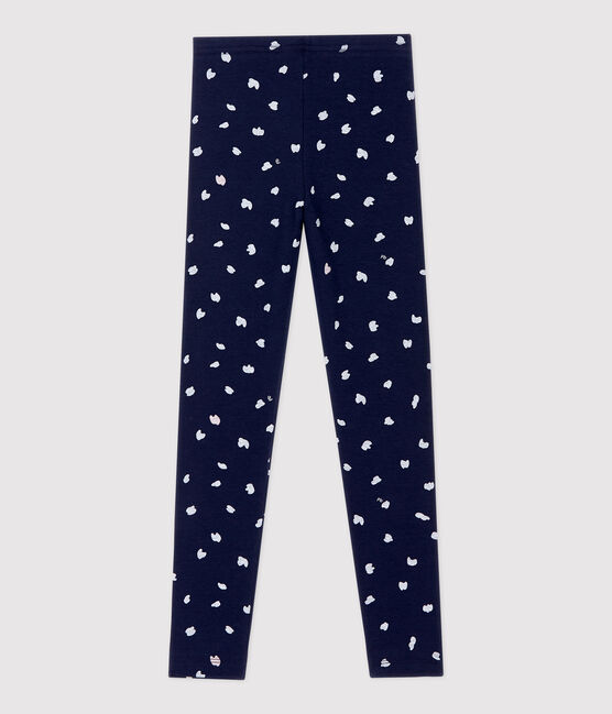 Girls' Elastane Jersey Leggings SMOKING blue/MULTICO white