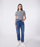 Women's stripy rib knit short-sleeved Iconic T-shirt SMOKING blue/MARSHMALLOW white