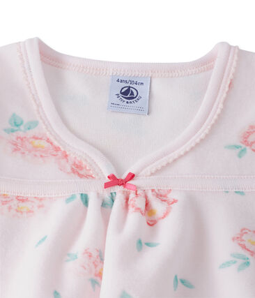 Girls Floral Print Velour Pyjamas Vienne Rose Multico Petit Bateau