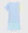 Boys' Colourful Pinstriped Cotton Short Pyjamas BRAZILIAN orange/MULTICO ecru