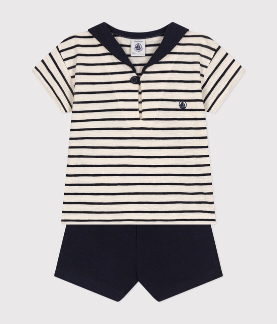 Babies' Jersey T-shirt and Shorts Set AVALANCHE white/SMOKING blue