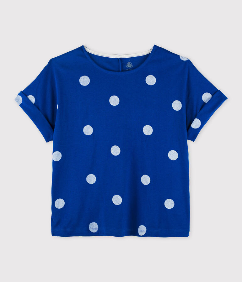 Women's Linen and Cotton Blend T-Shirt blue/white