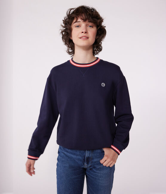 Women's plain cotton sweatshirt SMOKING blue